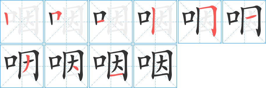 咽字笔画写法