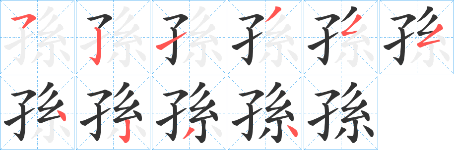 孫字笔画写法