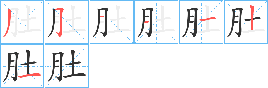 肚字笔画写法