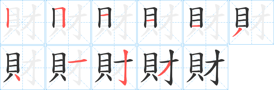 財字笔画写法