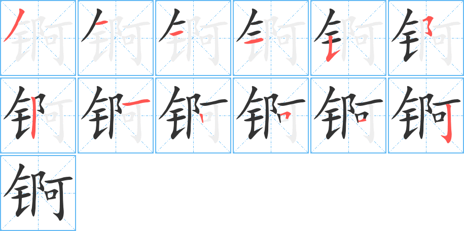 锕字笔画写法