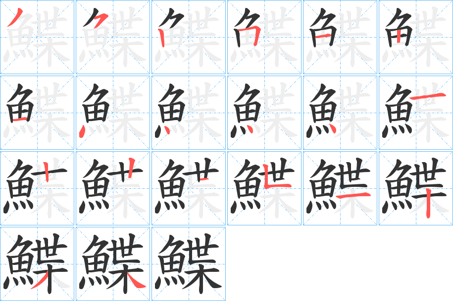 鰈字笔画写法