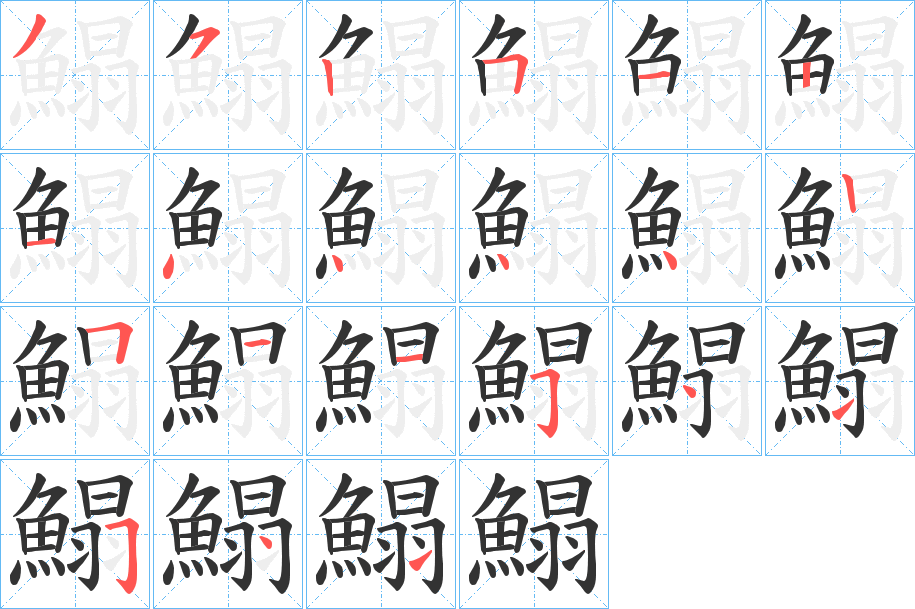 鰨字笔画写法