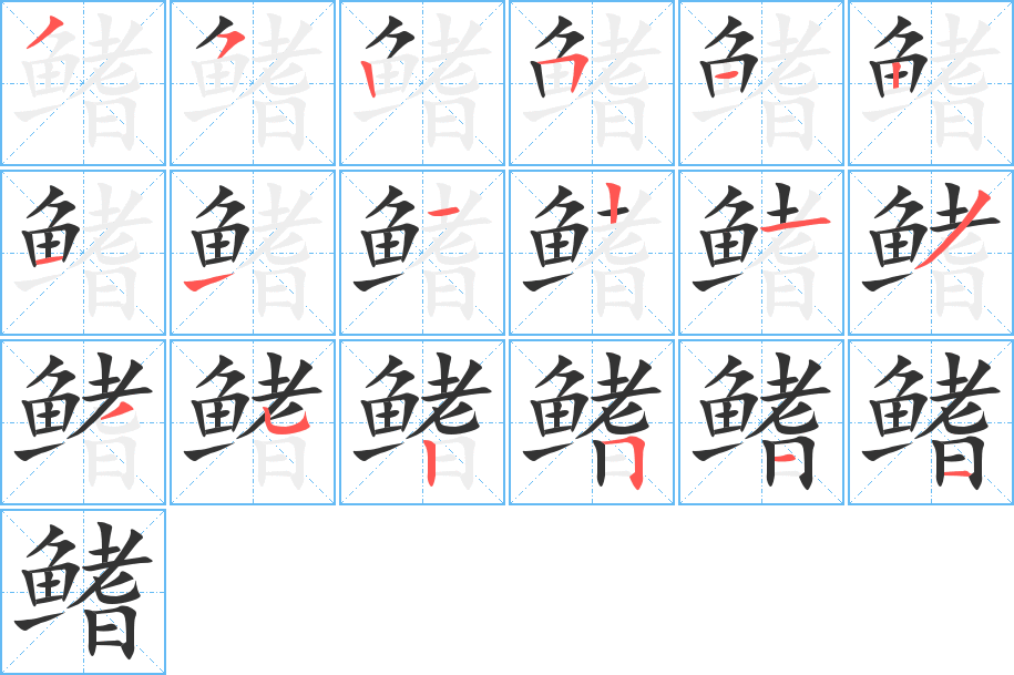 鳍字笔画写法